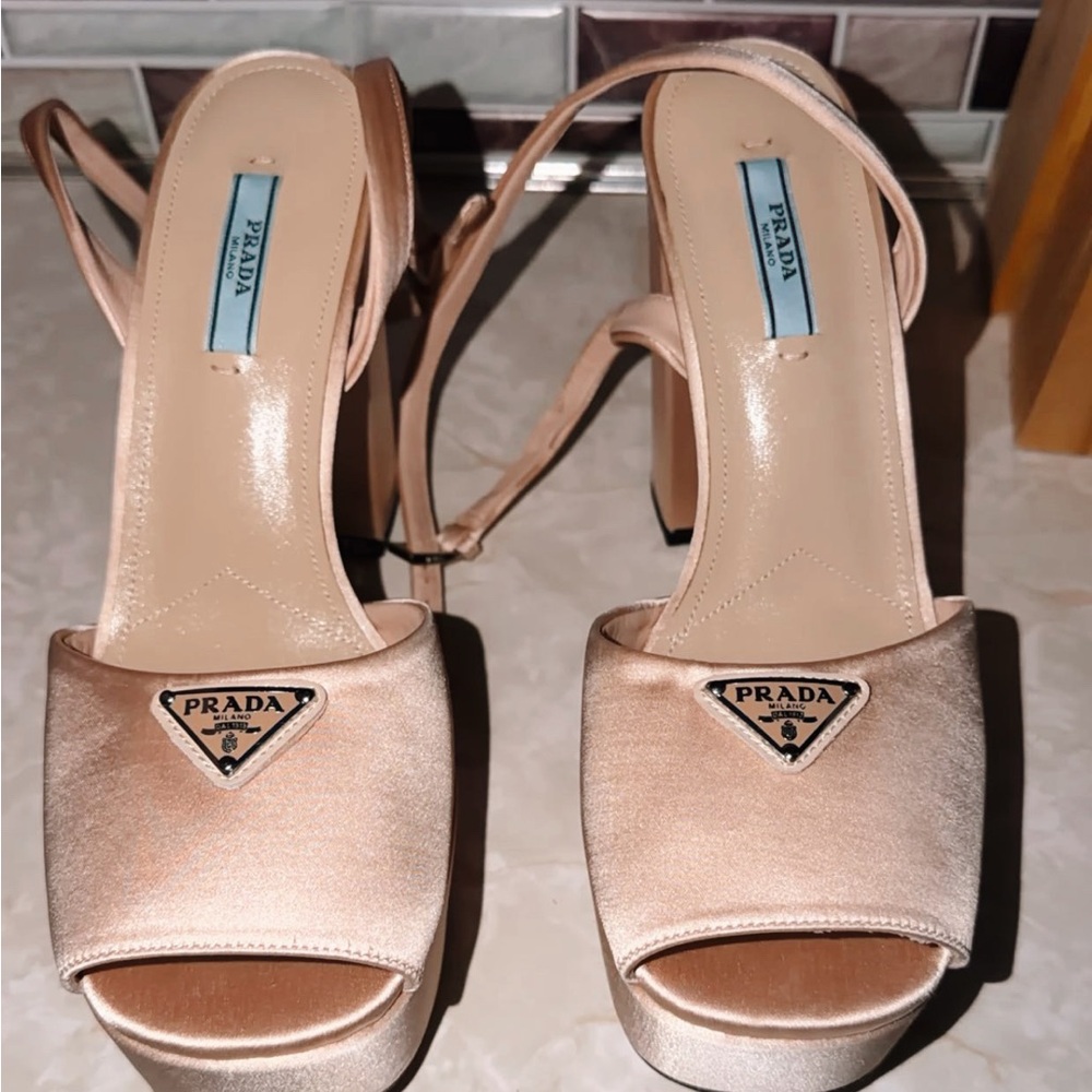 Prada Satin Platforms - Champagne